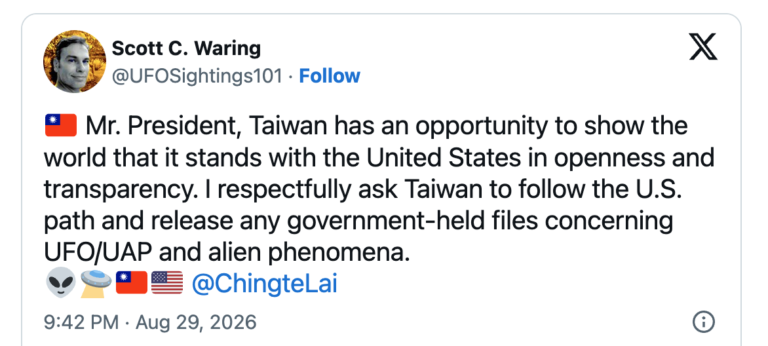 Can you help me in asking the Taiwan president to release the UFO/alien files held by Taiwan gov and military?